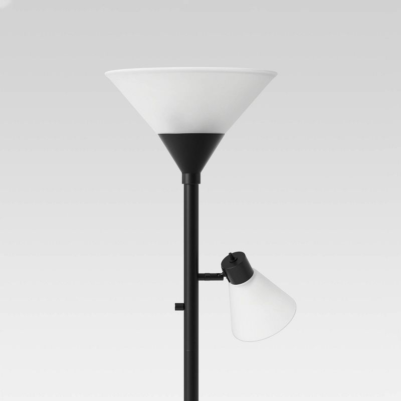 Mother Daughter Torchiere Floor Lamp Black with Glass Shade - Threshold™: Metal Body, ETL Listed, Dimmable