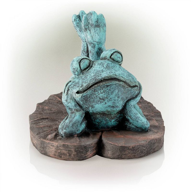 9" Magnesium Oxide Frog Laying Down Statue - Alpine Corporation: Zen Garden Decor, Outdoor Animal Sculpture
