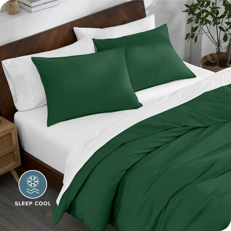 Twin/Twin XL Forest Green Organic Cotton Jersey Duvet Cover Set by Bare Home
