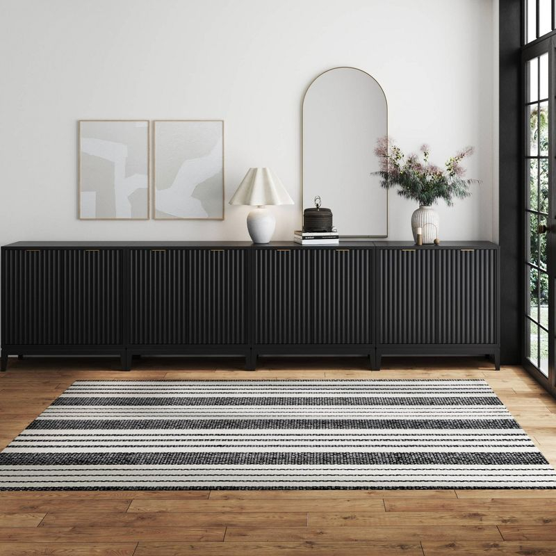 Nathan James Set of 4 Jasper Wood Fluted Console Table with Doors Black