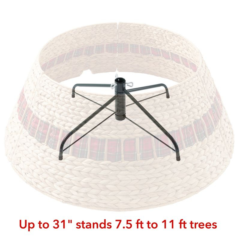 Casafield 32-Inch Water Hyacinth Christmas Tree Collar, Woven Farmhouse Tree Base Cover with Cord Cut Out, Natural