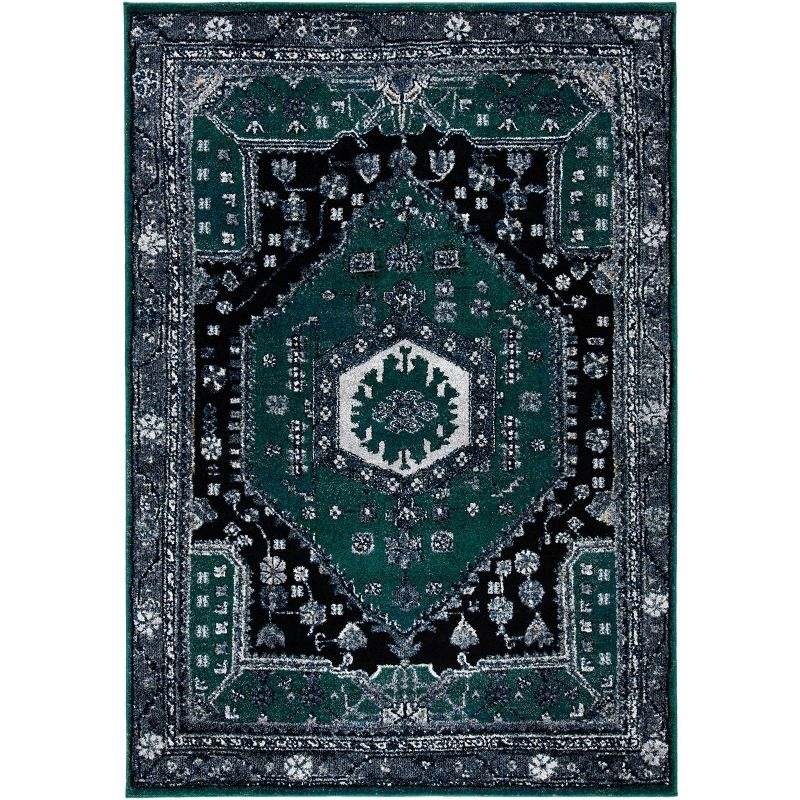 Vintage Hamadan VTH204 Power Loomed Indoor Area Rug - Green/Black - 4'x6' - Safavieh