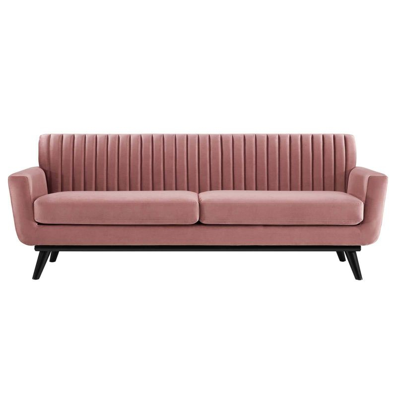 Engage Channel Tufted Performance Velvet Sofa Dusty Rose - Modway: Upholstered, Wood Frame, Foam Fill