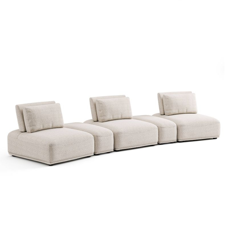 HOMES: Inside + Out 5pc Povoa 159" Modular Curved Sectional Sofa Modern Boucle with Extendable Backrest Beige