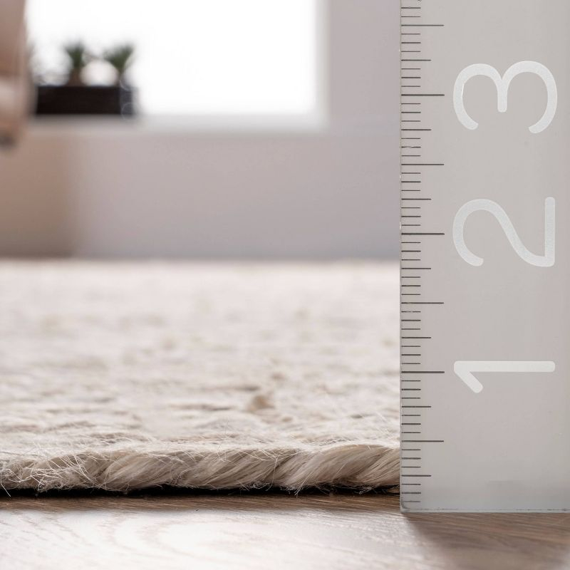 5' Round Hand Woven Rigo Jute Area Rug Off White - nuLOOM: Farmhouse Style, Low Pile, Indoor Use, Classic Pattern