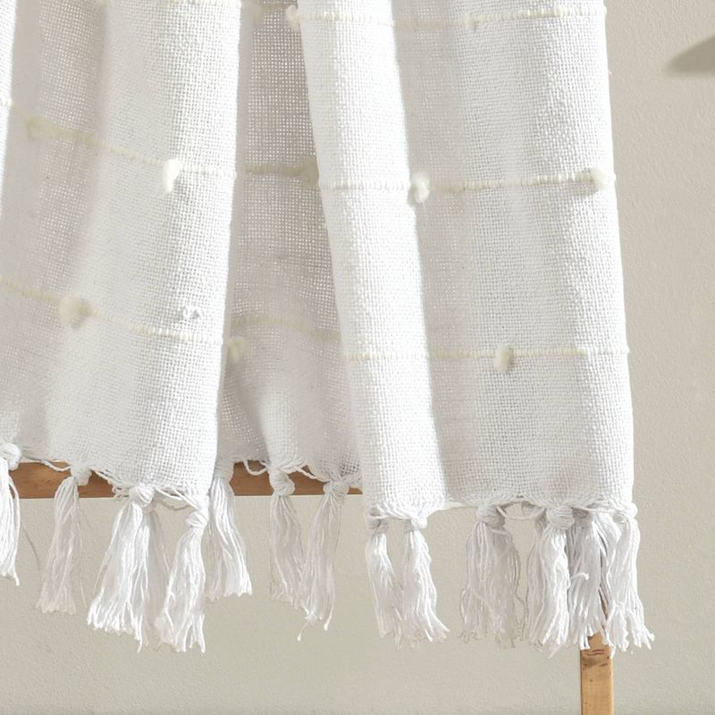 50"x60" Boho Tufted Cotton Woven Tassel Throw Blanket with Fringes White - Lush Décor: Lightweight, Cozy, Machine Washable