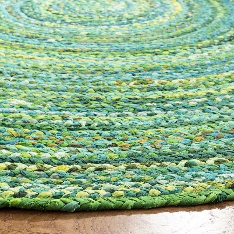 Braided BRD452 Hand Woven Indoor Accent Rug - Green - 3' Round - Safavieh
