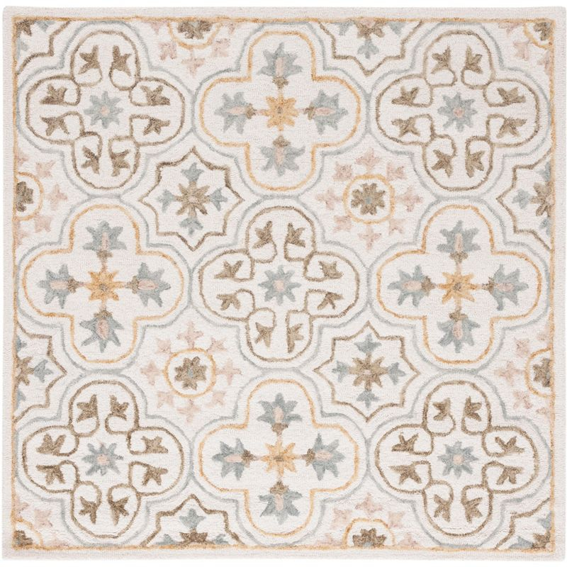 Micro-Loop MLP381 Hand Tufted Indoor Area Rug - Ivory/Grey - 5'x5' - Safavieh