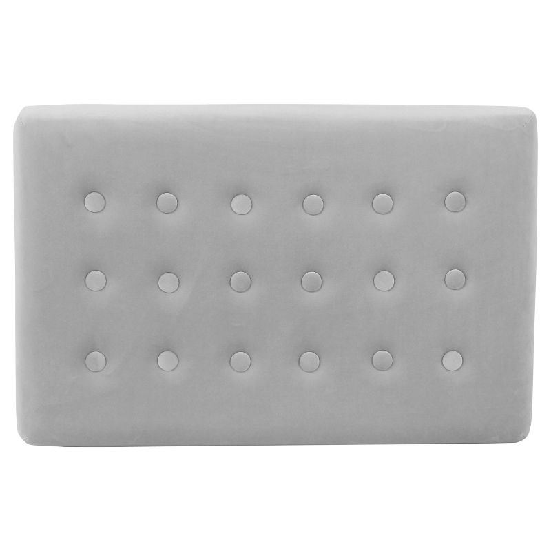 Tufted Velvet Ottoman - Silver - HomePop: Upholstered Footstool, Metal Legs, Polyester Fabric