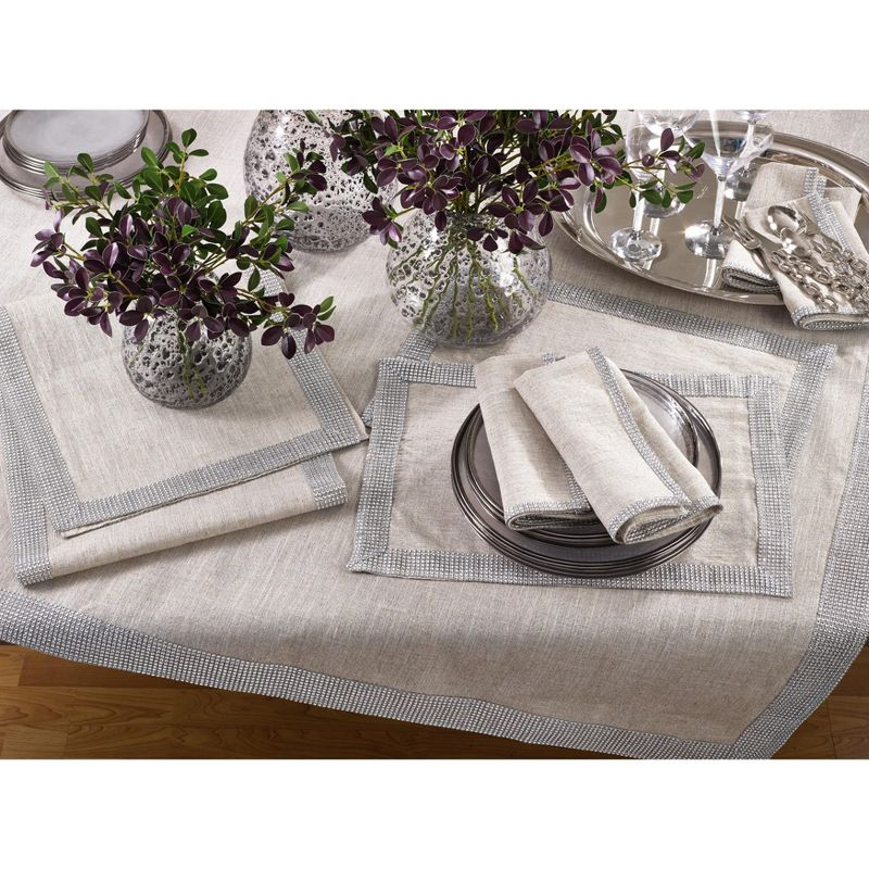 Saro Lifestyle Studded Placemat (Set of 4), Silver, 14" x 20"