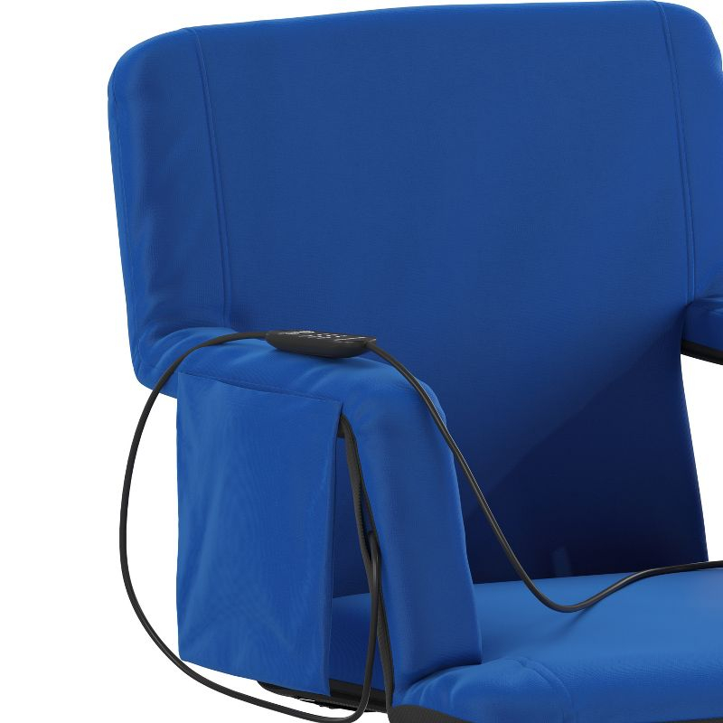 Flash Furniture Foldable Reclining Stadium Chair with Backpack Straps and Heated Seat - Blue
