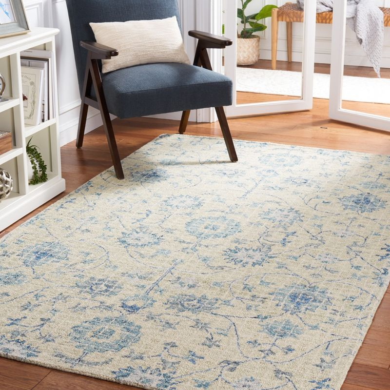 Blossom BLM812 Hand Tufted Area Rug - Silver/Blue - 4'x6' - Safavieh.
