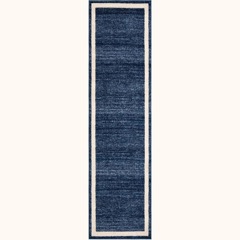 Unique Loom Del Mar Collection Area Rug - Maria (2' 7" x 10' Runner Navy Blue/Ivory)