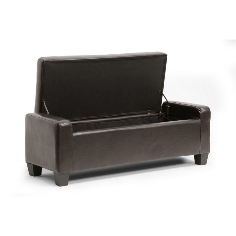 Manchester Ottoman Dark Brown - Baxton Studio: Modern Upholstered Bench, Wood Composite Frame, Spot Clean