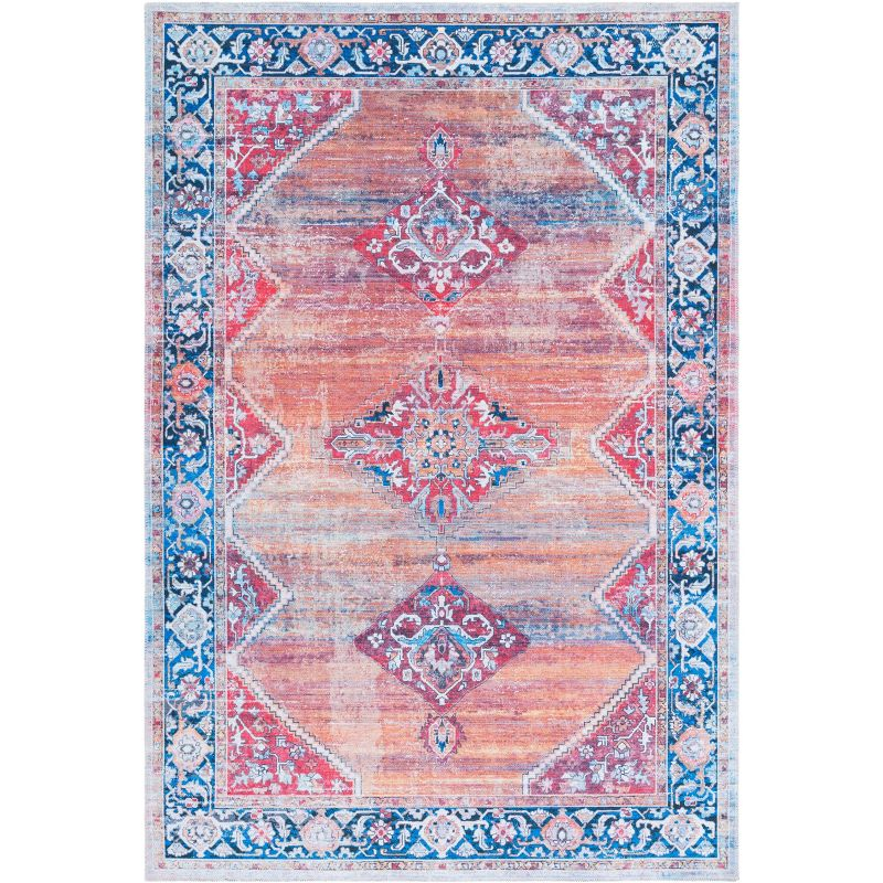 Serapi SEP376 Power Loomed Machine Washable Skid-Resistant Indoor Area Rug - Rust/Navy - 9'x12' - Safavieh