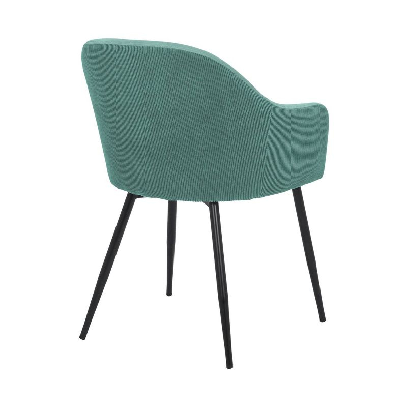 Pixie Fabric Metal Dining Room Chair Teal Blue - Armen Living: Ergonomic with Black Legs