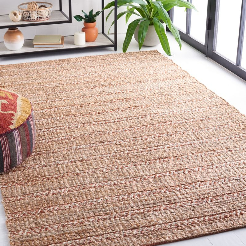 Natural Fiber NFB655 Power Loomed Area Rug - Rust/Natural - 4'x6' - Safavieh.