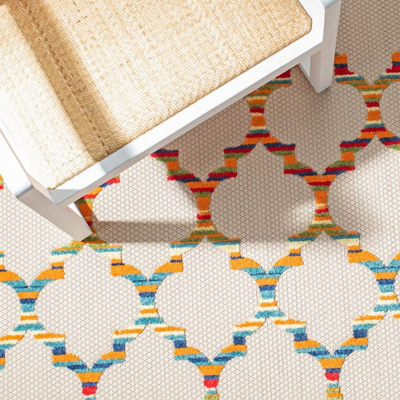 Cabana CBN333 Power Loomed UV Resistant Indoor/Outdoor Area Rug - Ivory/Orange - 4'5"x6'5" - Safavieh