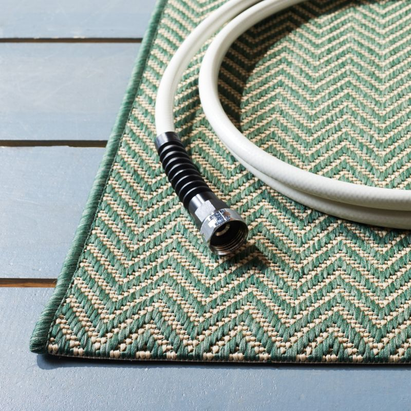 Courtyard CY8022 Power Loomed Indoor and Outdoor Area Rug - Dark Green/Beige - 5'3"x7'7" - Safavieh