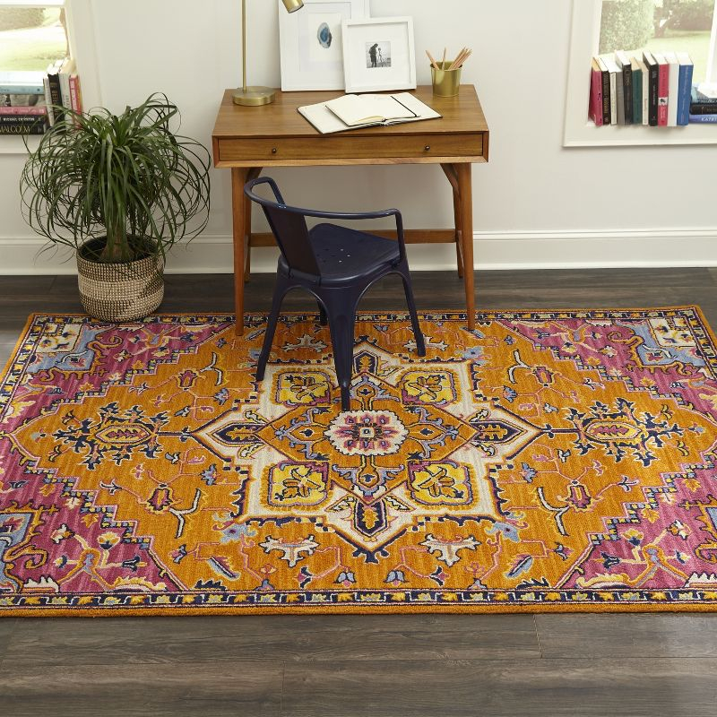 2'x3' Medallion Tufted Accent Rug Orange - Momeni: Wool, Traditional Handmade Medium Pile, Indoor Use