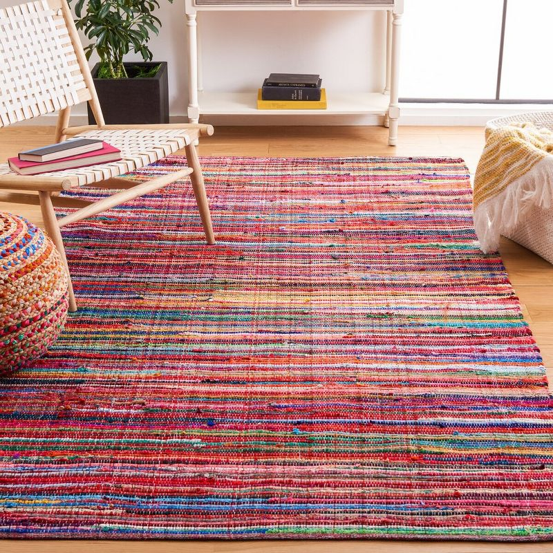 Rag Rug RAR240 Hand Woven Indoor Area Rug - Red/Multi - 4'x6' - Safavieh.