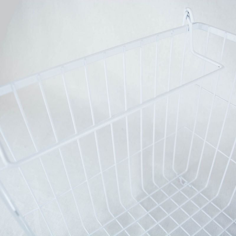 Metal Basket White Rectangle Large 13X10X11