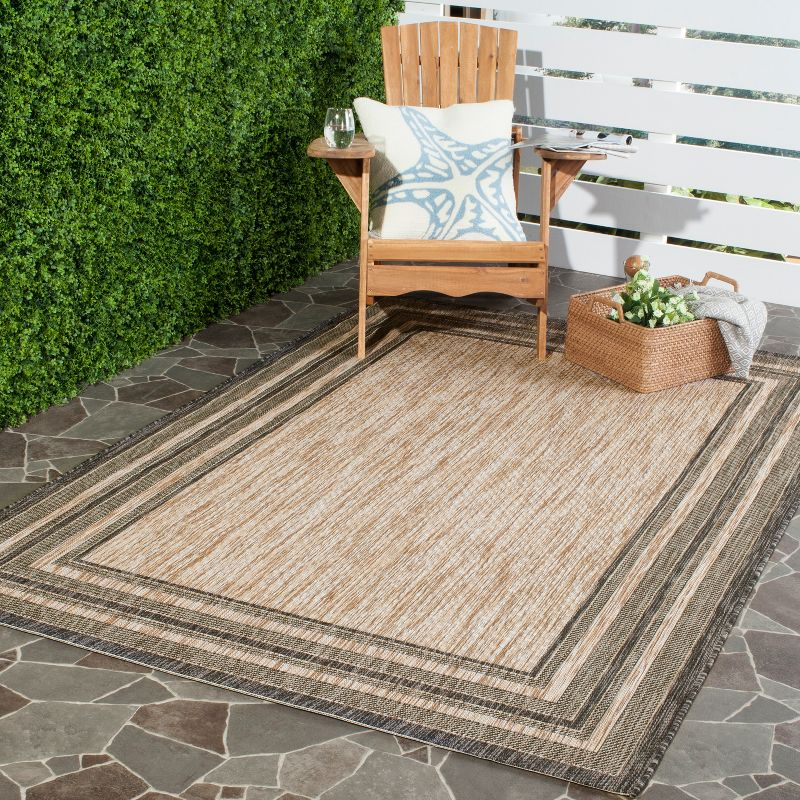 Courtyard CY8475 Power Loomed Indoor and Outdoor Accent Rug - Natural/Black - 2'7"x5' - Safavieh