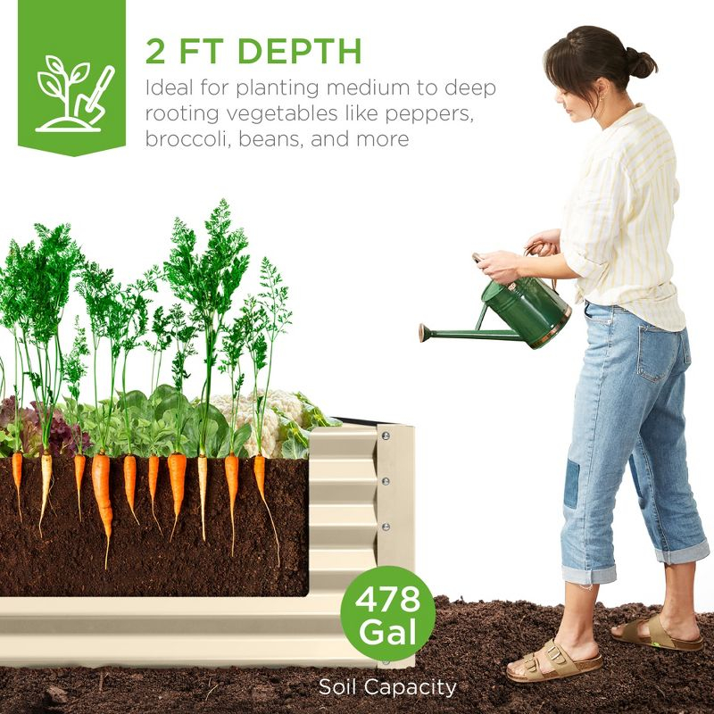 Best Choice Products 8x4x2ft Outdoor Metal Raised Garden Bed, Planter Box for Vegetables, Flowers, Herbs - Beige