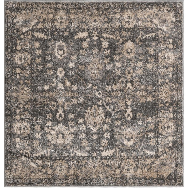Unique Loom Portland Collection Area Rug - Central (4' 1" Square Gray/Beige)