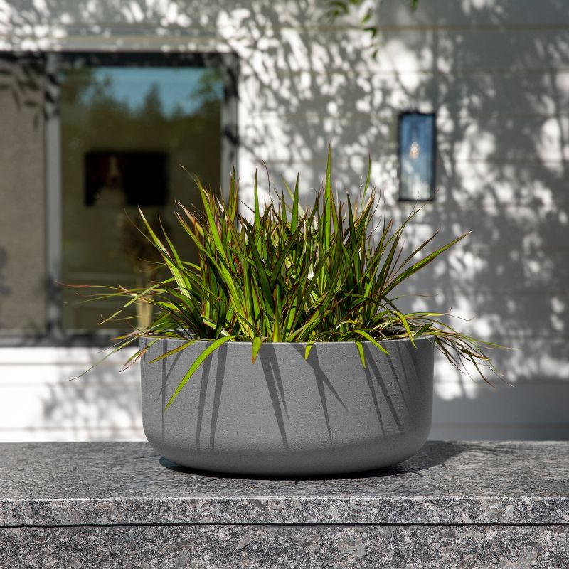 Veradek Mason Series Kona Bowl 14" Plastic-Stone Planter 2-Pack Gray