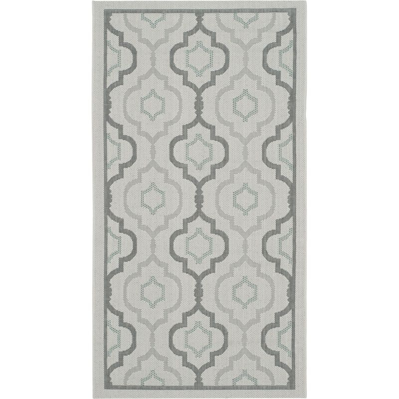 Courtyard CY7938 Power Loomed Indoor and Outdoor Accent Rug - Light Grey/Anthracite - 2'7"x5' - Safavieh