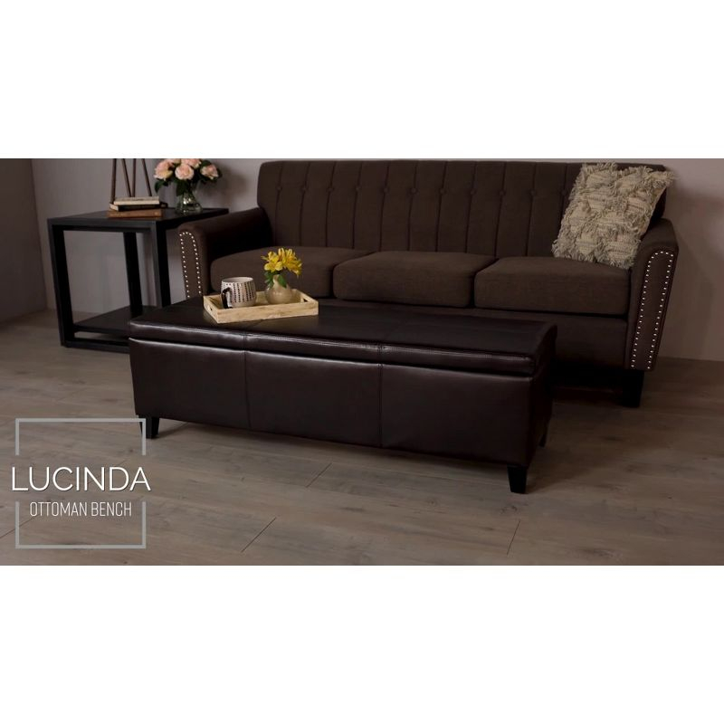 Lucinda Faux Leather Storage Ottoman Bench Teal - Christopher Knight Home: Solid Wood, Rectangular, Padded