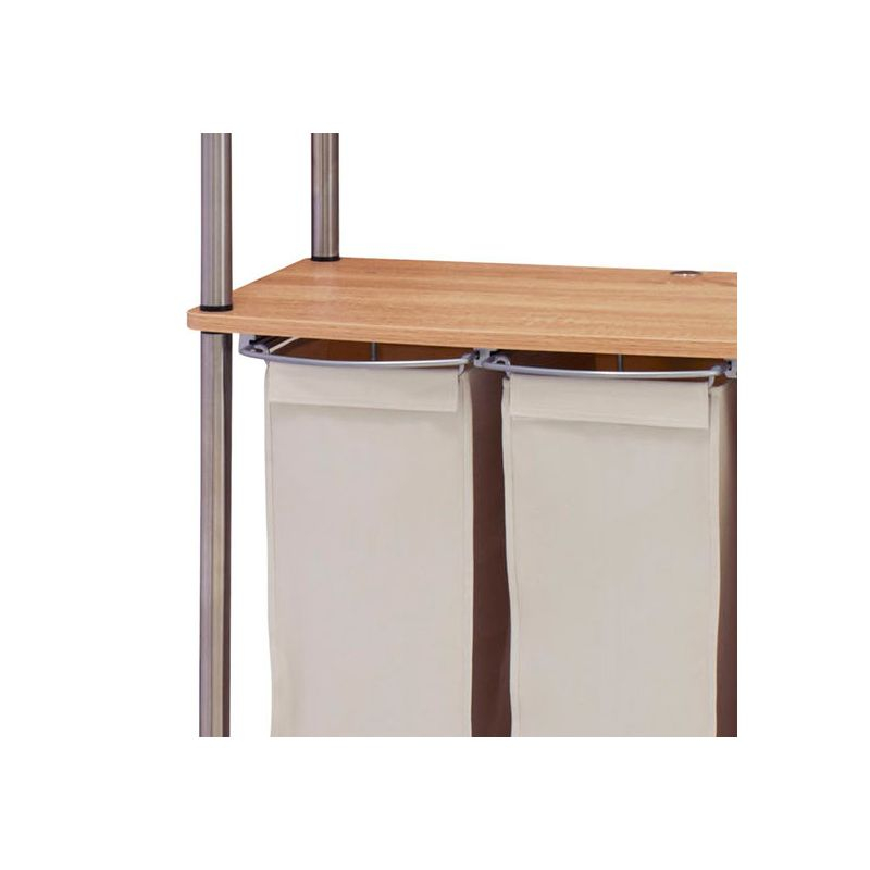 Modern Laundry Center with Wheels, 6 Load Capacity, Steel Frame, Light Ash Wood Grain Laminate