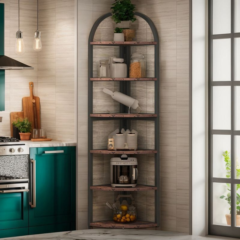 Hommoo 6-Tier Corner Shelf, 71 inch Tall Corner Bookshelf for Small Space