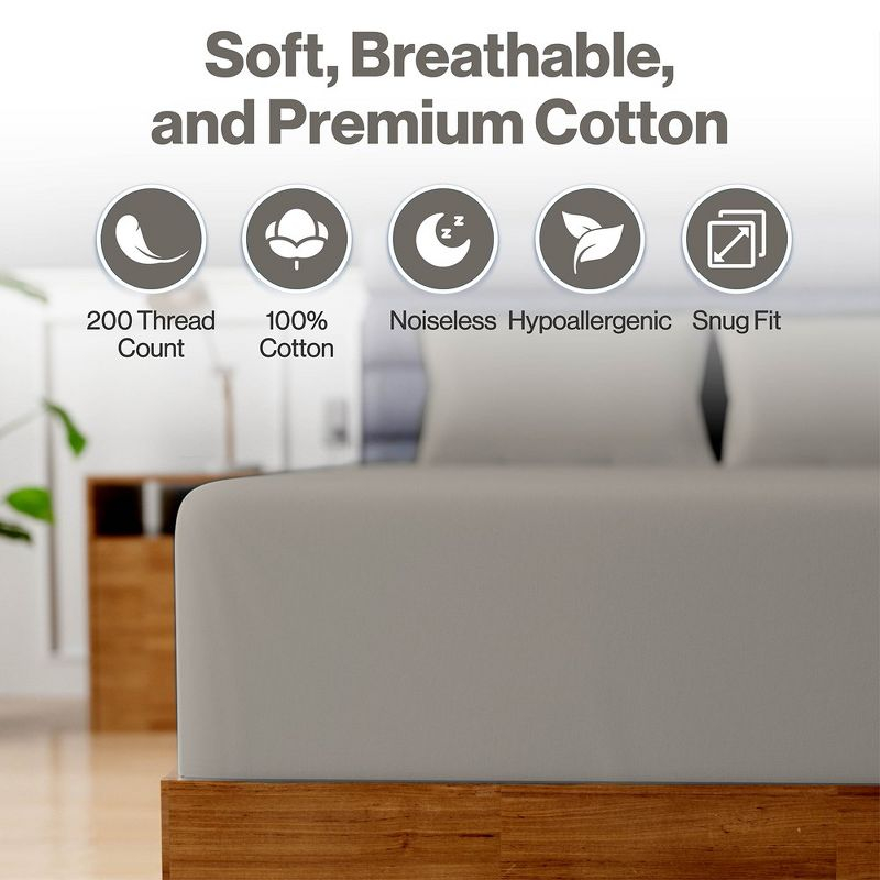 Superity Linen 100% Cotton Breathable King Fitted Sheet – Stone