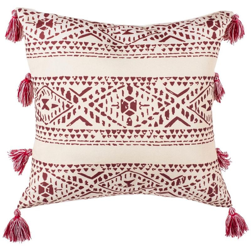 Landria Pillow - Beige/Red - 16"X16" - Safavieh