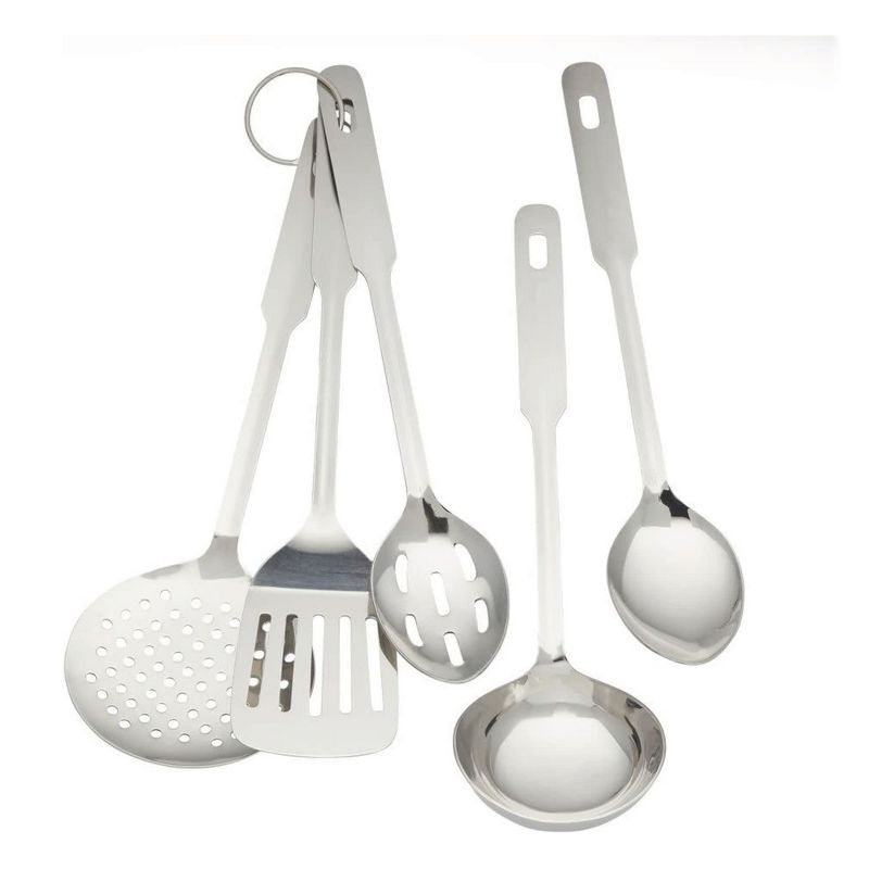 Amco 5-Piece Everyday Utensil Set - Stainless Steel & Heat Resistant, Hang Hole for Easy Storage