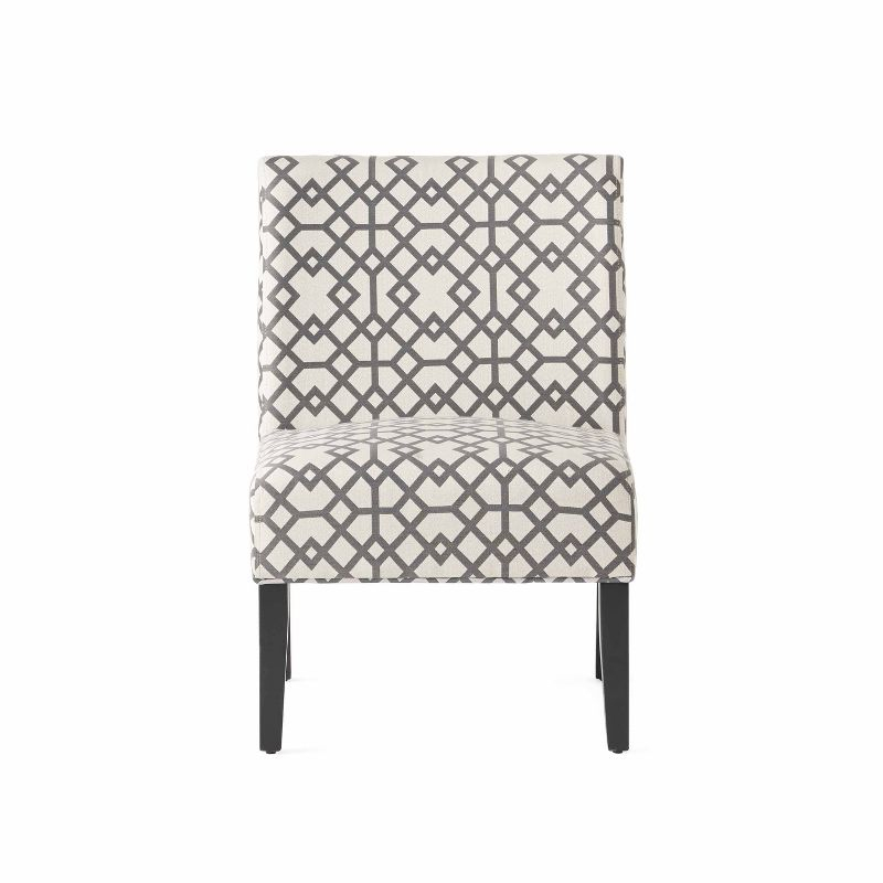 Kassi Accent Chair Gray Geometric Patterned - Christopher Knight Home: Polyester Upholstery, Rubberwood Frame