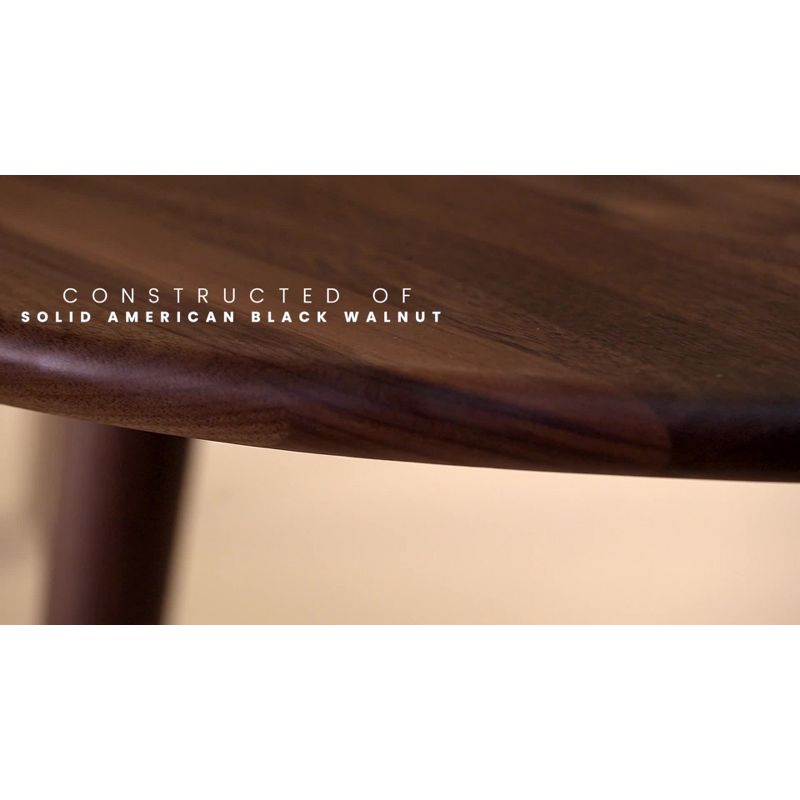 Poly & Bark Forma Coffee Table American Black Walnut: Mid Century Solid Wood, Half Moon Shape, 17" Height