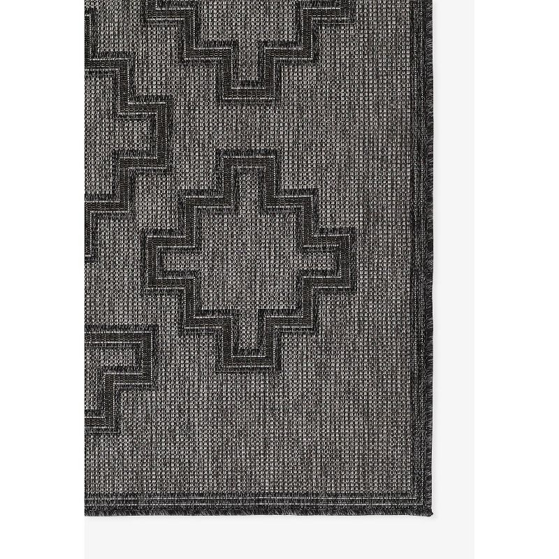 Momeni 4'1"x6' Hampton Maisy Machine Loomed Indoor/Outdoor Area Rug Charcoal Gray: Geometric Pattern, Low Pile, Polypropylene