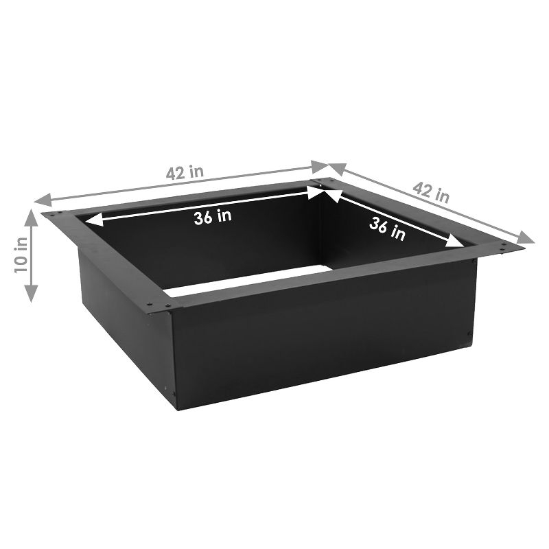 Sunnydaze Outdoor Heavy-Duty Steel Portable Above Ground or In-Ground Square Fire Pit Liner Ring - 36" - Black