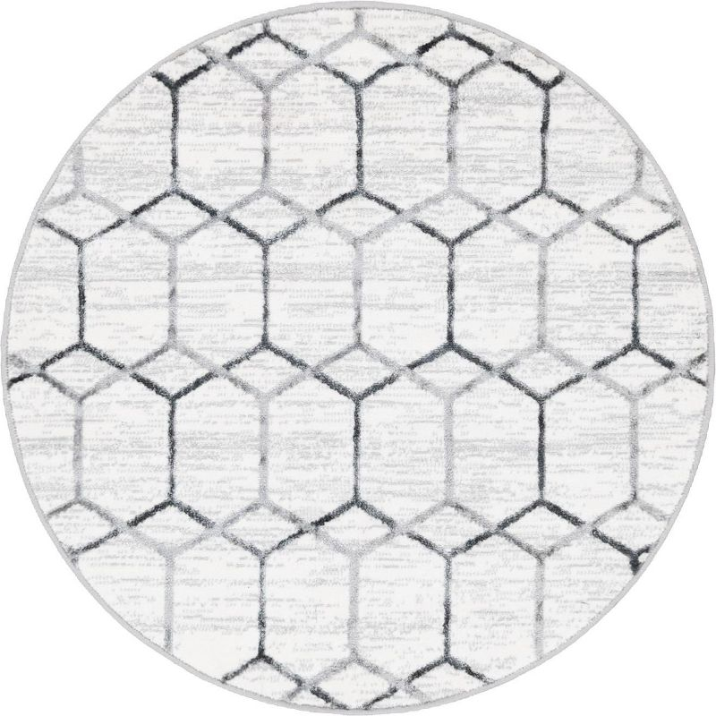 Unique Loom 3' 3 x 3' 3 Round White Matrix Trellis Tile Area Rug