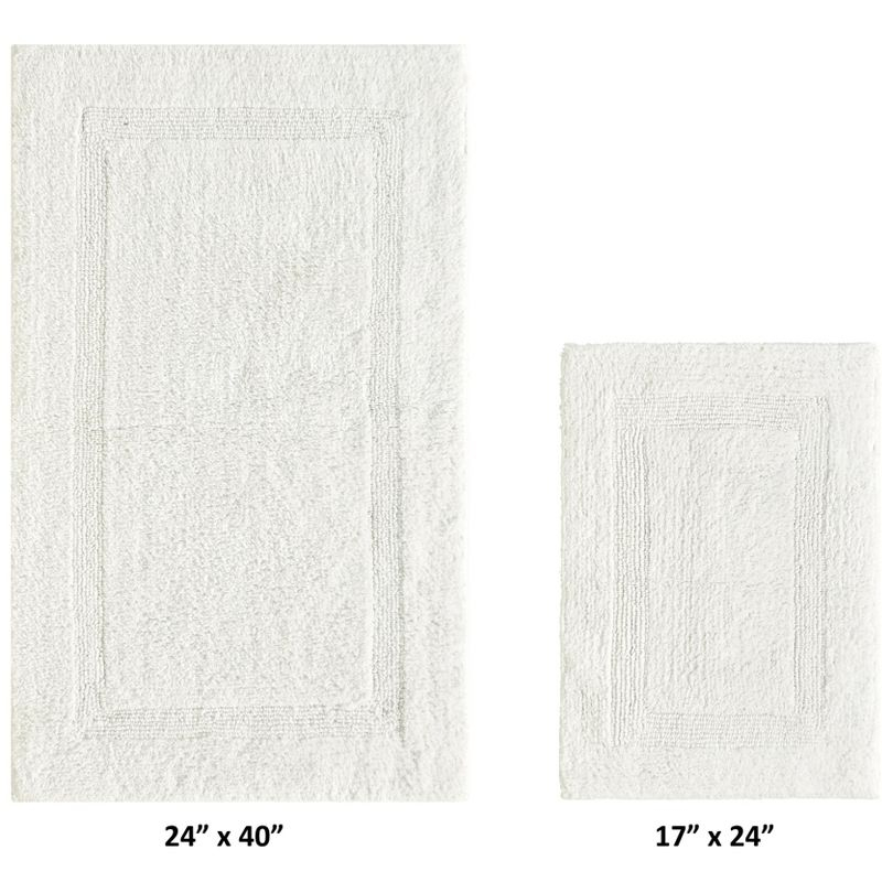 Better Trends Lux 100% Cotton Tufted Solid Reversible Bath Rug Set 2 PC (17" x 24" | 24" x 40") - Ivory