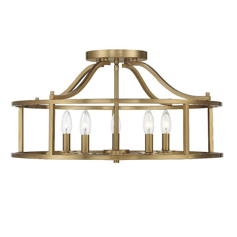 Savoy House Stockton 5 - Light Semi-Flush Mount in  Warm Brass