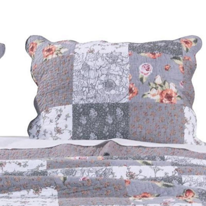 Giulia Fabulous Floral & Stencil Prints Pillow Sham 20" x 26" Gray by Barefoot Bungalow