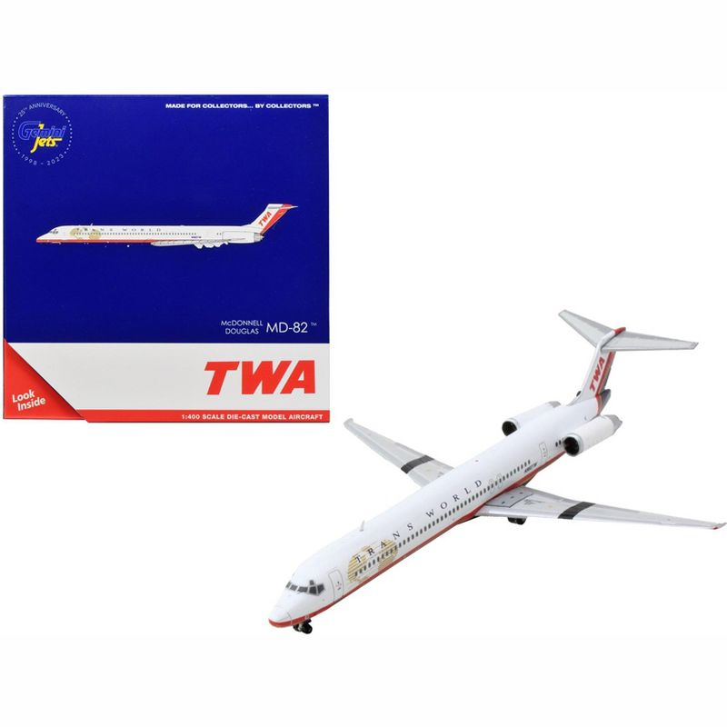 McDonnell Douglas MD-82 Commercial Aircraft "Trans World Airlines" White w/Red 1/400 Diecast Model Airplane by GeminiJets