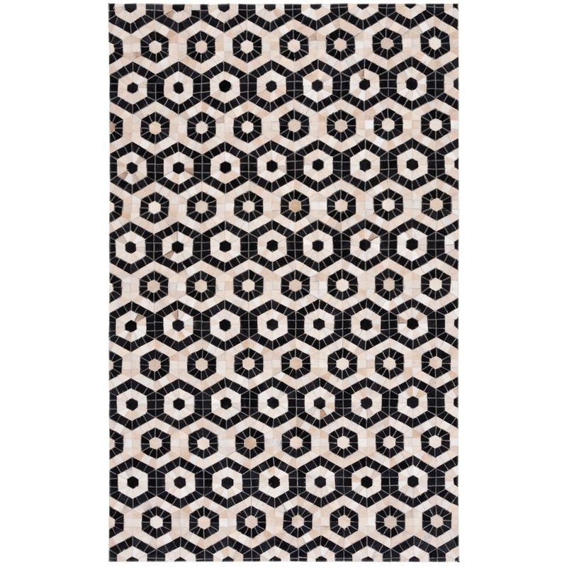 Studio Leather STL234 Power Loomed Area Rug - Black/Beige - 4'x6' - Safavieh.
