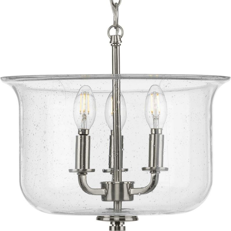 Progress Lighting Winslett 3-Light Semi-Flush Mount, Brushed Nickel, Seeded Glass Shade
