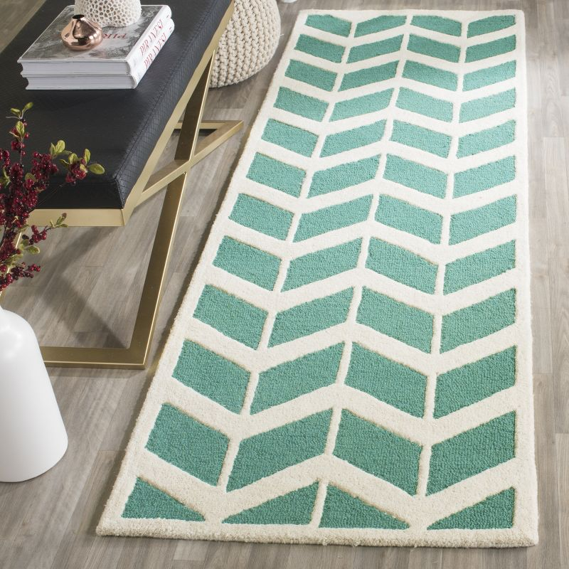 Cambridge CAM718 Tufted Indoor Runner Rug - Teal/Ivory - 2'6"x8' - Safavieh