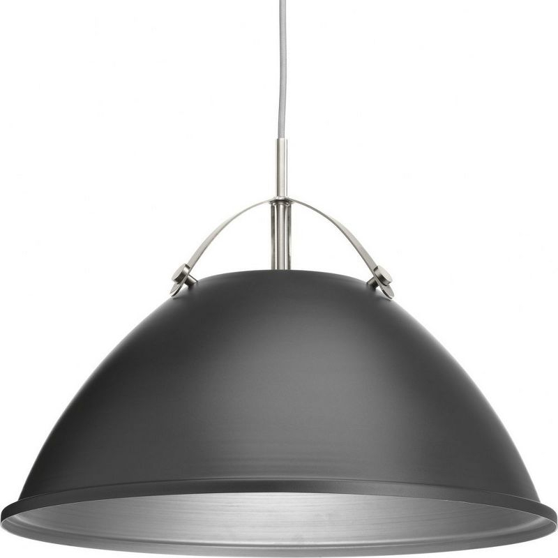 Progress Lighting, Tre Collection, 1-Light Pendant, Graphite, White Dome, Vintage Silver Shade